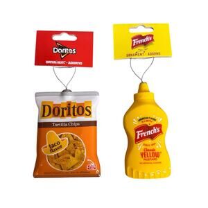Ruz Food Christmas Tree Ornament Lot of 2 Decoupage Ruz Doritos French’s Mustard